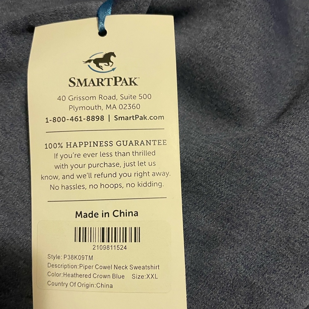 NWT Womens XXL SmartPak Piper Cowl Neck Sweatshirt Blue w/ Front Pockets - Picture 8 of 9